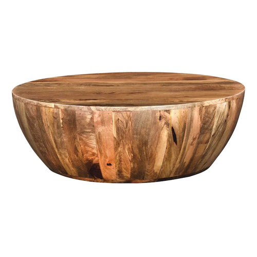 Table basse ronde Arthur en bois de manguier, marron foncé