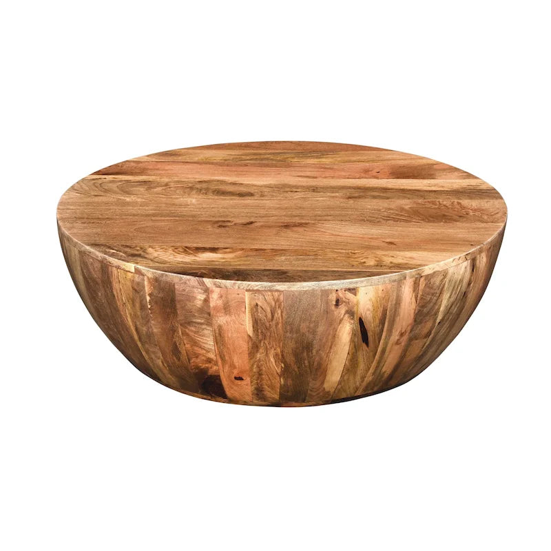 Table basse ronde Arthur en bois de manguier, marron foncé