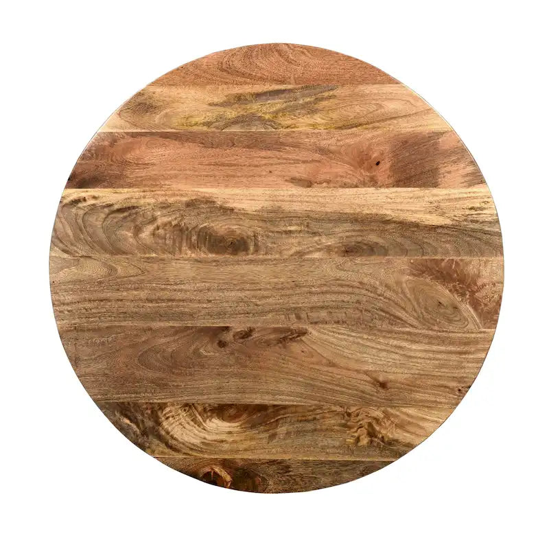 Table basse ronde Arthur en bois de manguier, marron foncé