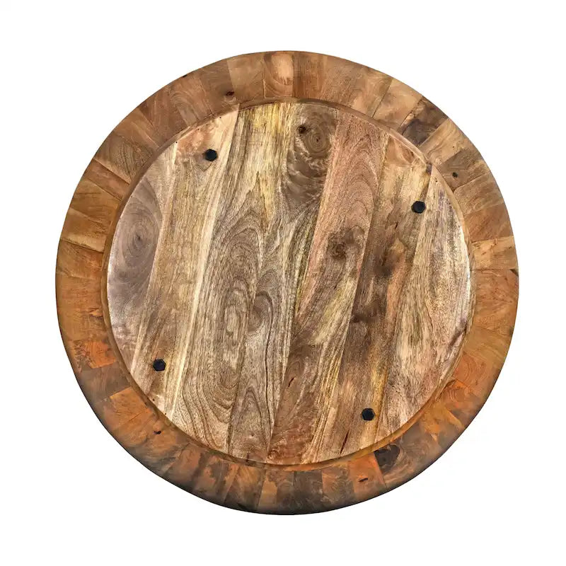 Table basse ronde Arthur en bois de manguier, marron foncé
