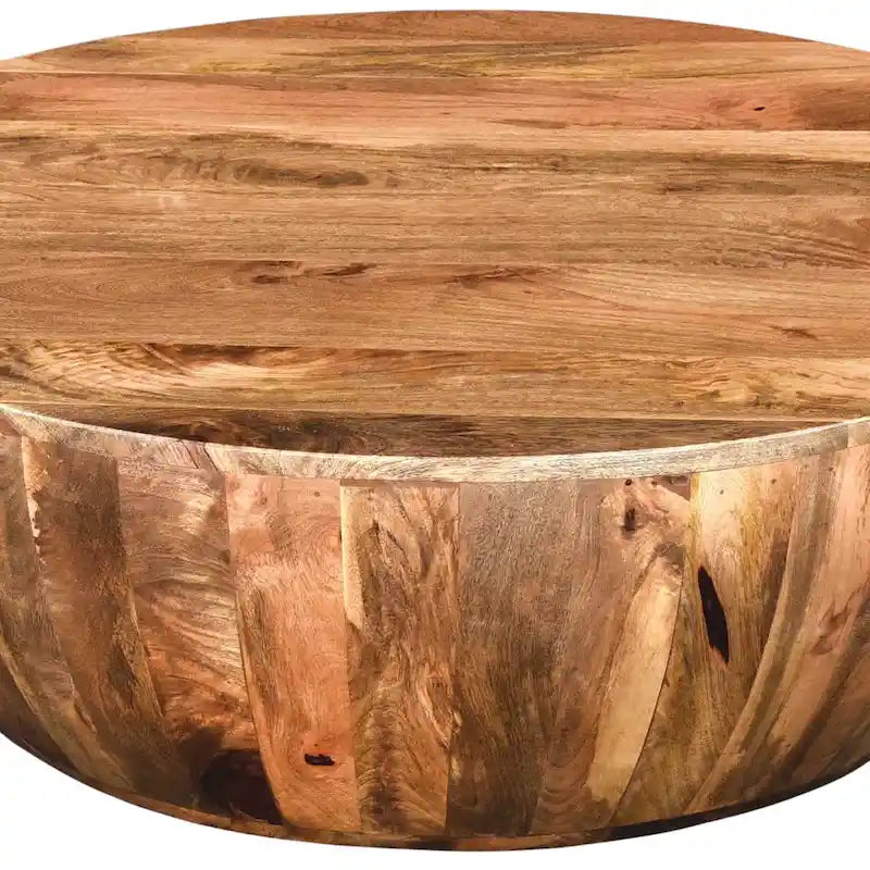 Table basse ronde Arthur en bois de manguier, marron foncé
