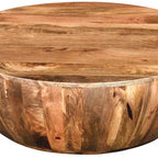 Table basse ronde Arthur en bois de manguier, marron foncé