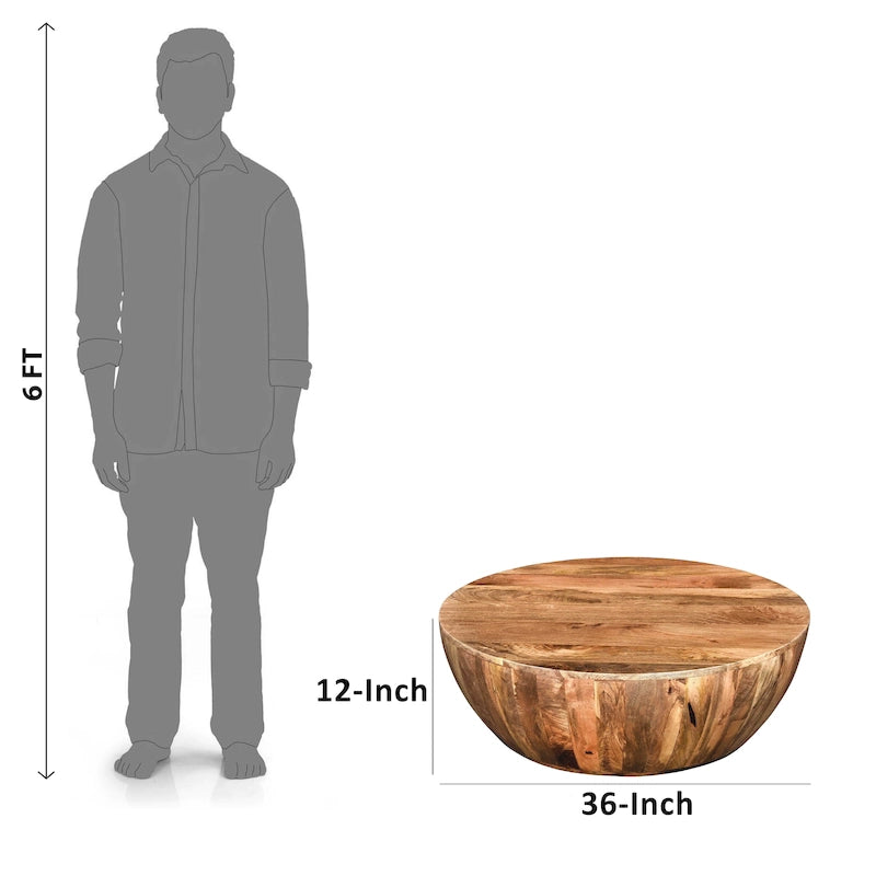 Table basse ronde Arthur en bois de manguier, marron foncé