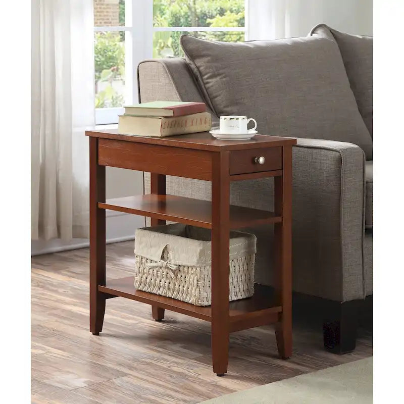Table d'appoint à un tiroir et étagères American Heritage de Convenience Concepts