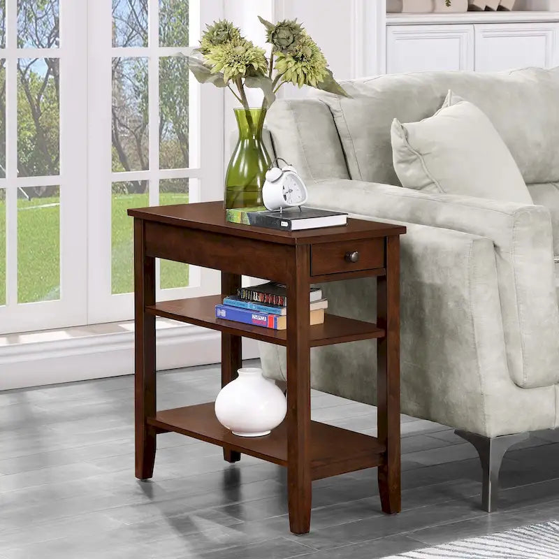Table d'appoint à un tiroir et étagères American Heritage de Convenience Concepts