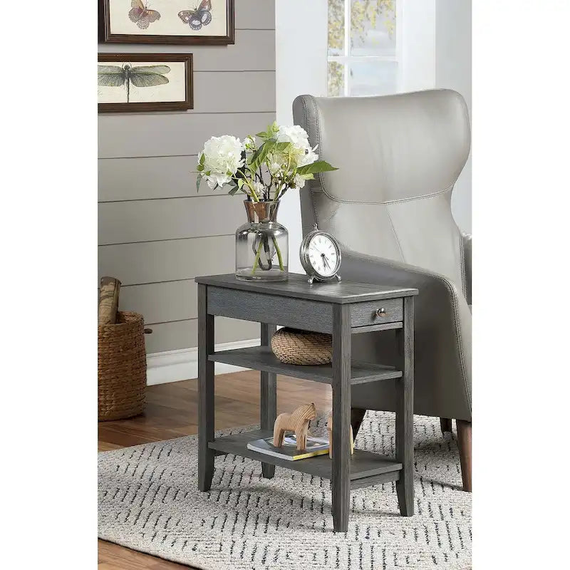 Table d'appoint à un tiroir et étagères American Heritage de Convenience Concepts