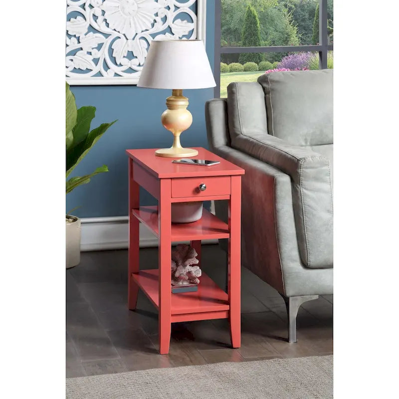 Table d'appoint à un tiroir et étagères American Heritage de Convenience Concepts