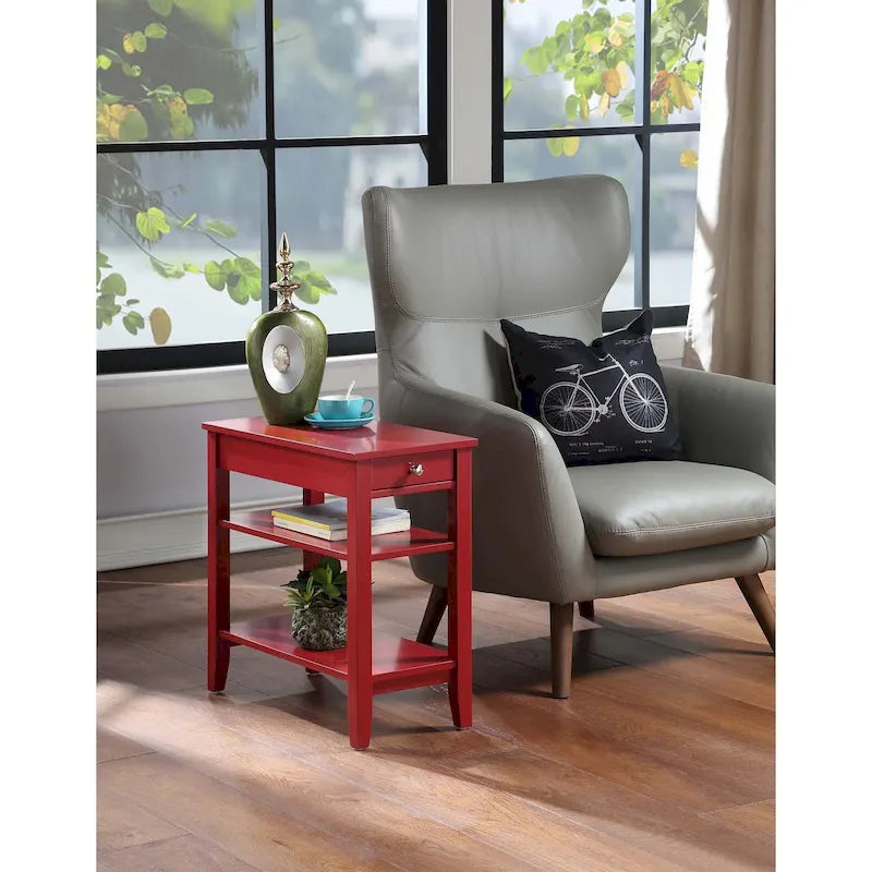 Table d'appoint à un tiroir et étagères American Heritage de Convenience Concepts