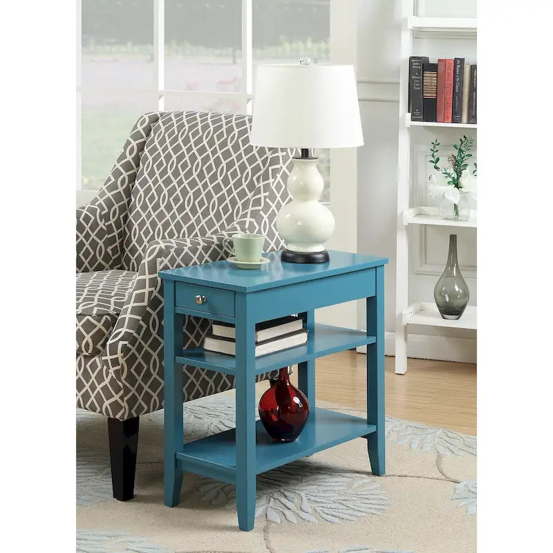 Table d'appoint à un tiroir et étagères American Heritage de Convenience Concepts