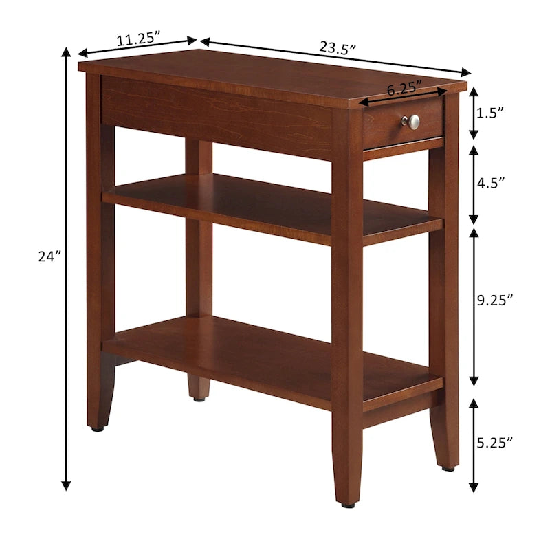 Table d'appoint à un tiroir et étagères American Heritage de Convenience Concepts