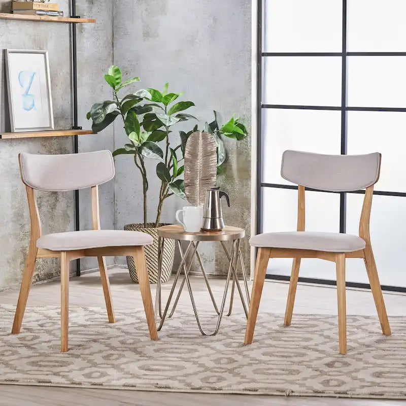 Chaises de salle à manger Chazz en bois d'hévéa rembourrées, style moderne du milieu du siècle (lot de 2 ou 4), par Christopher Knight Home