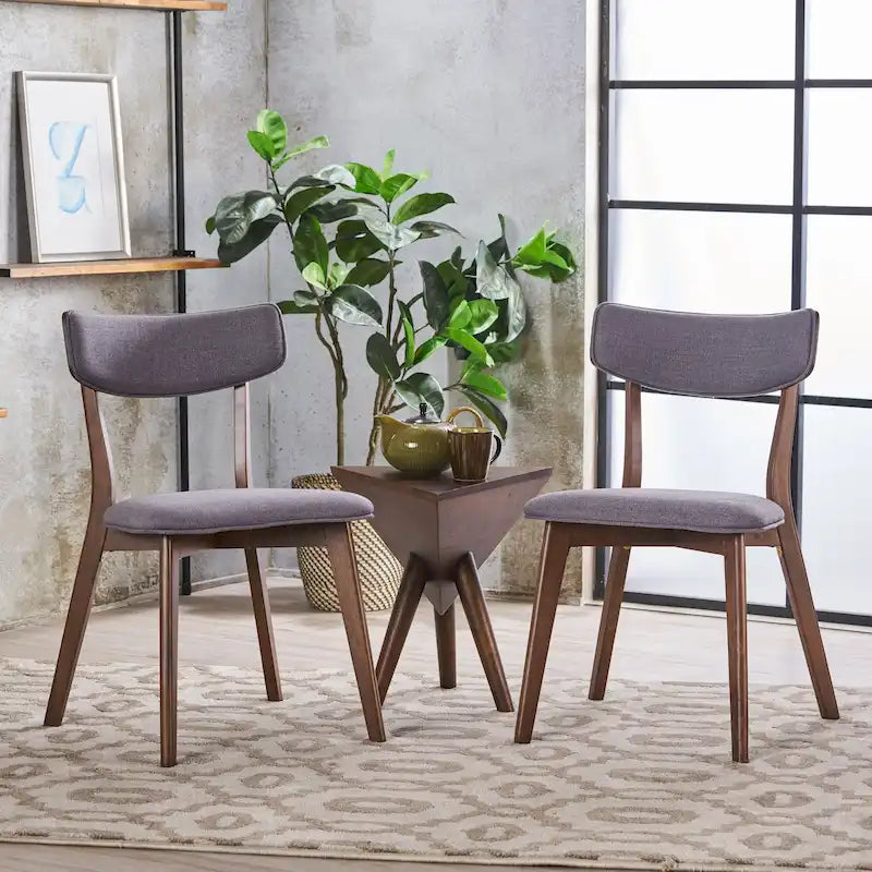 Chaises de salle à manger Chazz en bois d'hévéa rembourrées, style moderne du milieu du siècle (lot de 2 ou 4), par Christopher Knight Home
