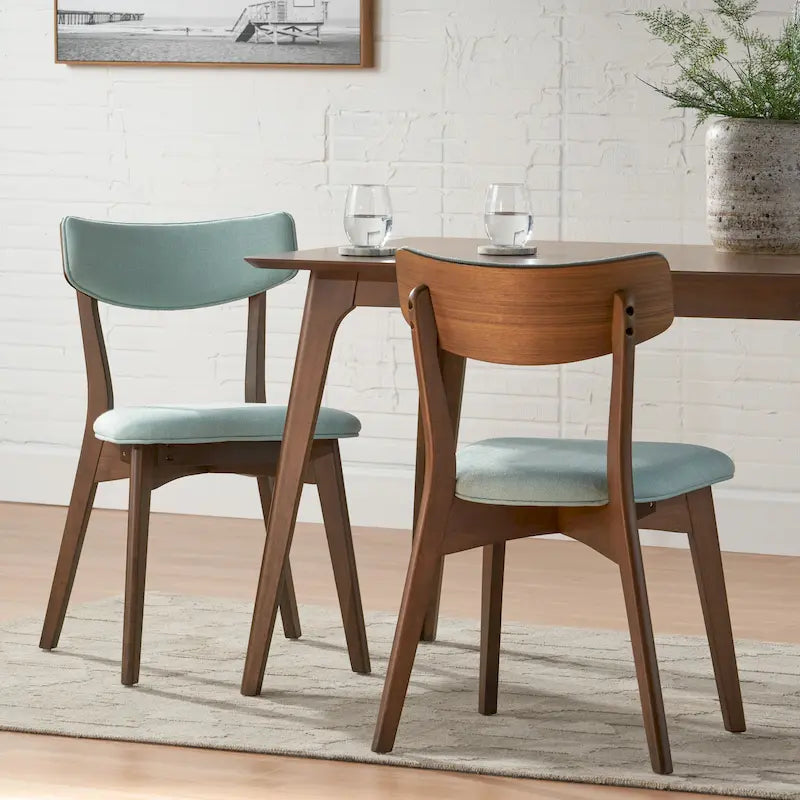 Chaises de salle à manger Chazz en bois d'hévéa rembourrées, style moderne du milieu du siècle (lot de 2 ou 4), par Christopher Knight Home