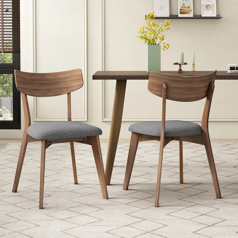Chaises de salle à manger Chazz en bois d'hévéa rembourrées, style moderne du milieu du siècle (lot de 2 ou 4), par Christopher Knight Home