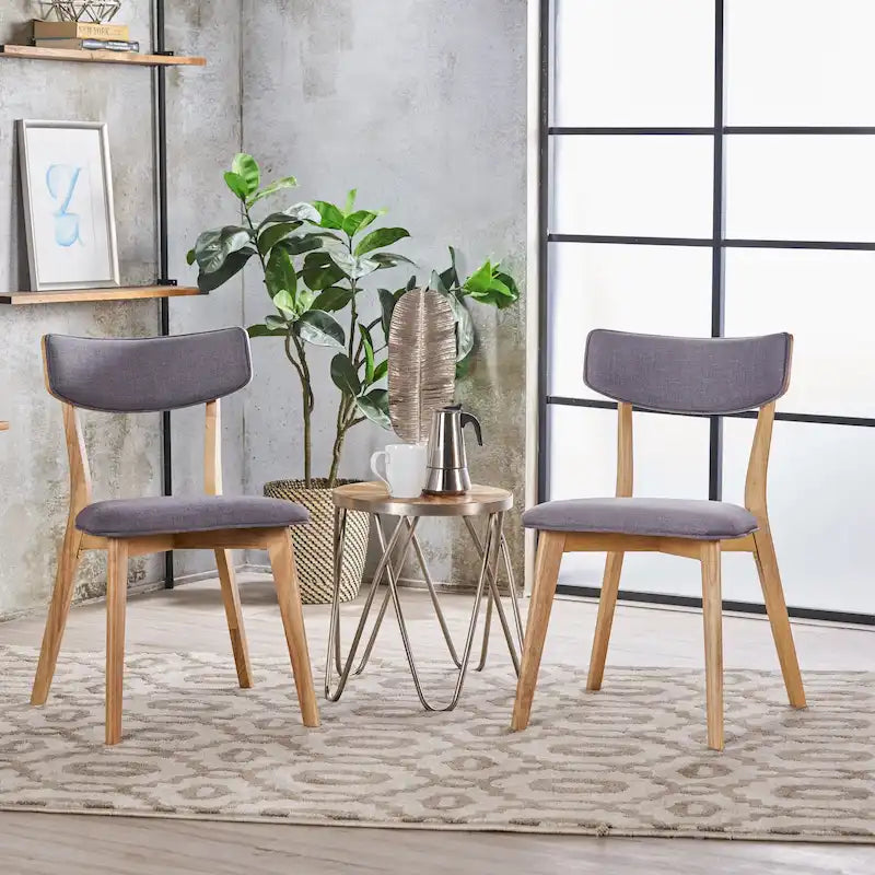 Chaises de salle à manger Chazz en bois d'hévéa rembourrées, style moderne du milieu du siècle (lot de 2 ou 4), par Christopher Knight Home