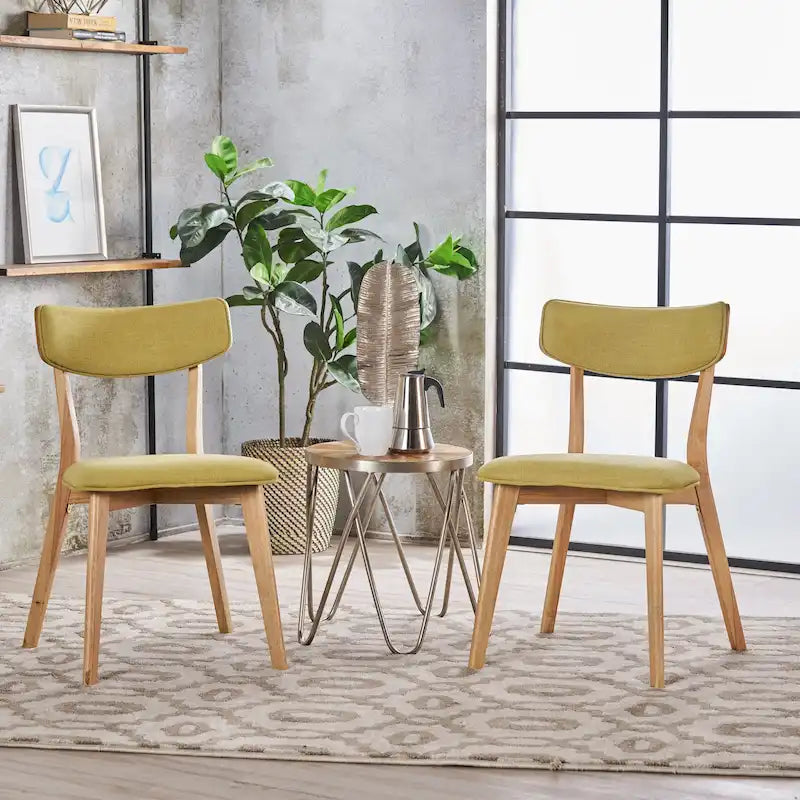 Chaises de salle à manger Chazz en bois d'hévéa rembourrées, style moderne du milieu du siècle (lot de 2 ou 4), par Christopher Knight Home