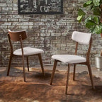 Chaises de salle à manger Chazz en bois d'hévéa rembourrées, style moderne du milieu du siècle (lot de 2 ou 4), par Christopher Knight Home