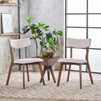 Chaises de salle à manger Chazz en bois d'hévéa rembourrées, style moderne du milieu du siècle (lot de 2 ou 4), par Christopher Knight Home