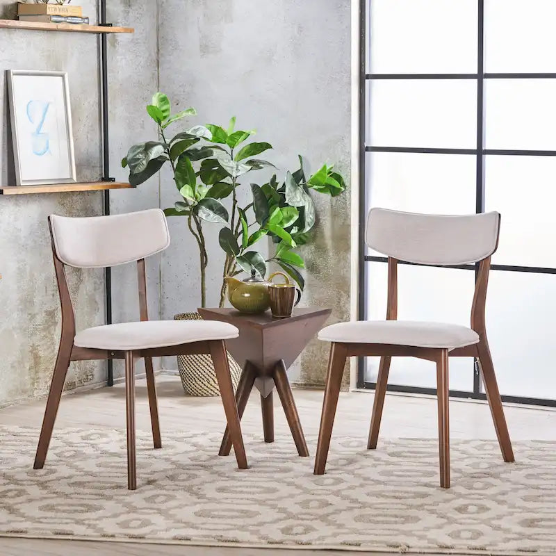 Chaises de salle à manger Chazz en bois d'hévéa rembourrées, style moderne du milieu du siècle (lot de 2 ou 4), par Christopher Knight Home