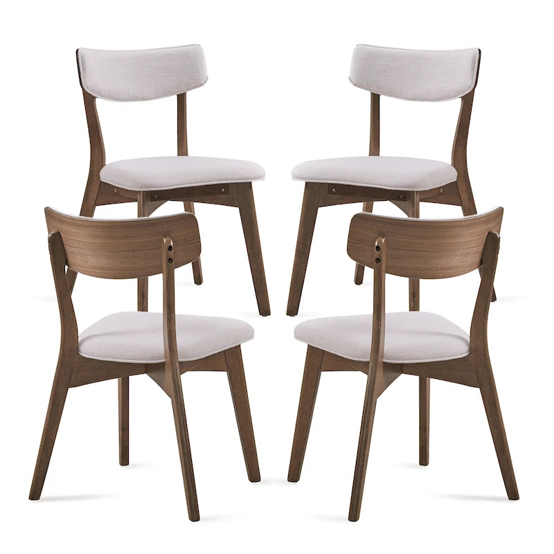 Chaises de salle à manger Chazz en bois d'hévéa rembourrées, style moderne du milieu du siècle (lot de 2 ou 4), par Christopher Knight Home