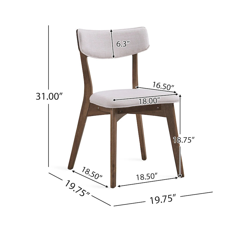 Chaises de salle à manger Chazz en bois d'hévéa rembourrées, style moderne du milieu du siècle (lot de 2 ou 4), par Christopher Knight Home