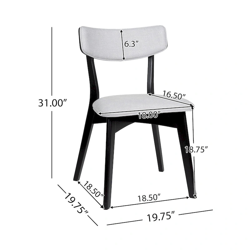 Chaises de salle à manger Chazz en bois d'hévéa rembourrées, style moderne du milieu du siècle (lot de 2 ou 4), par Christopher Knight Home