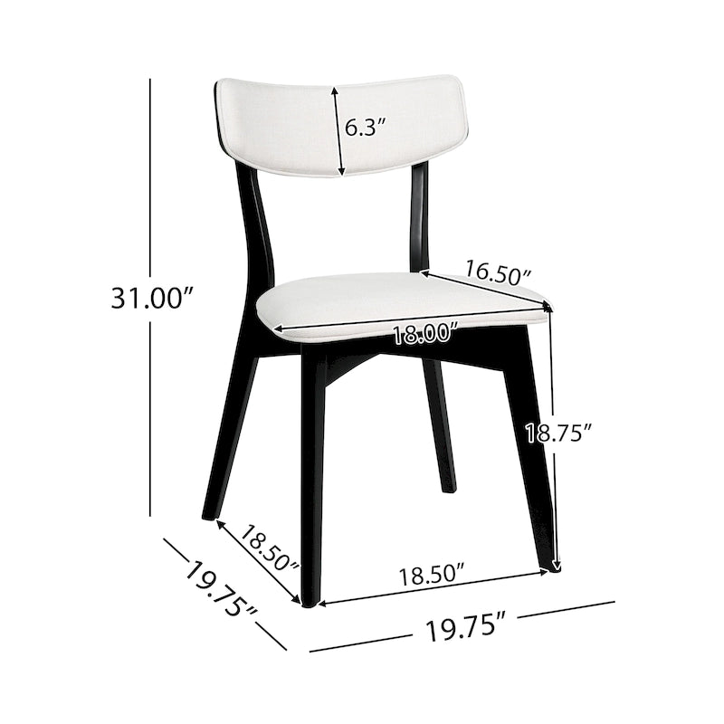 Chaises de salle à manger Chazz en bois d'hévéa rembourrées, style moderne du milieu du siècle (lot de 2 ou 4), par Christopher Knight Home