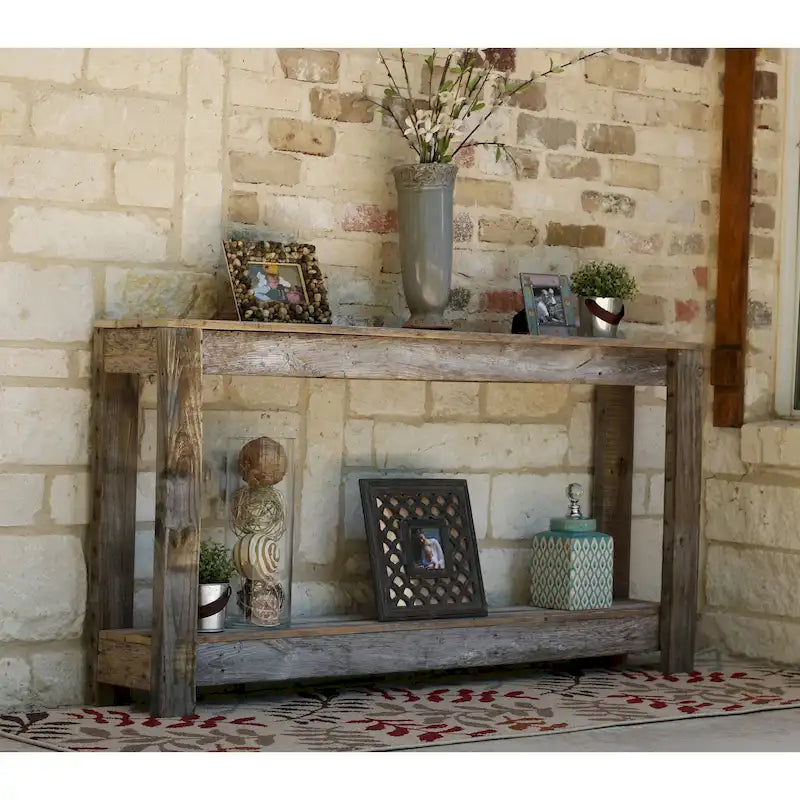 Console rustique en bois de récupération, fabriquée à la main, style ferme