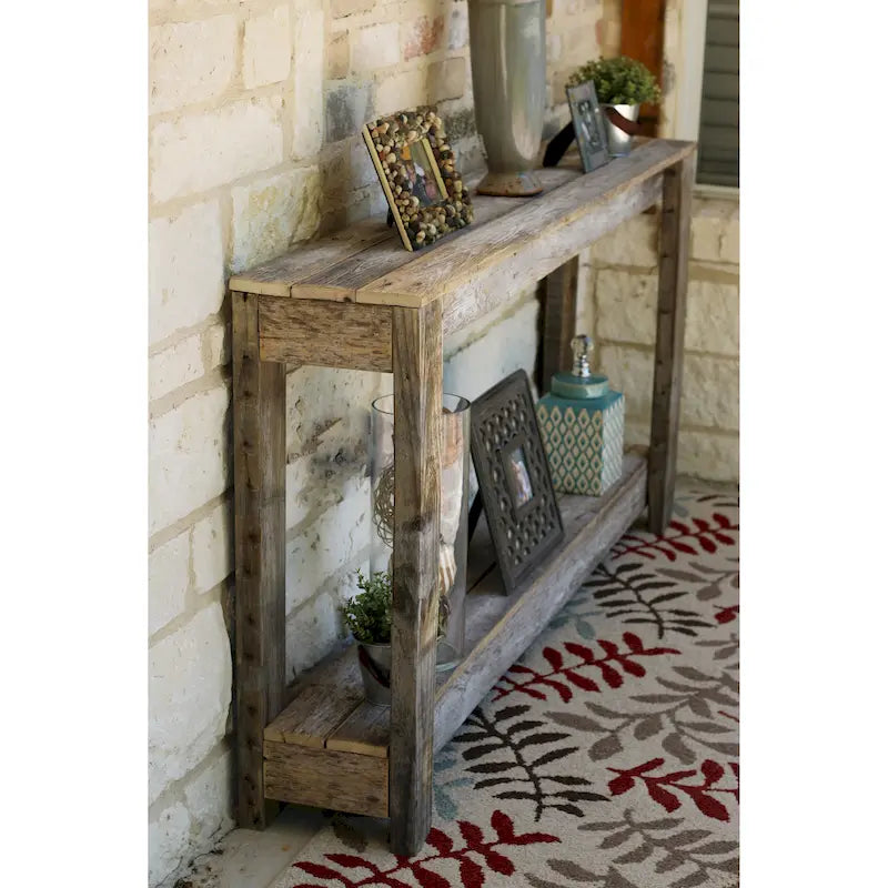 Console rustique en bois de récupération, fabriquée à la main, style ferme