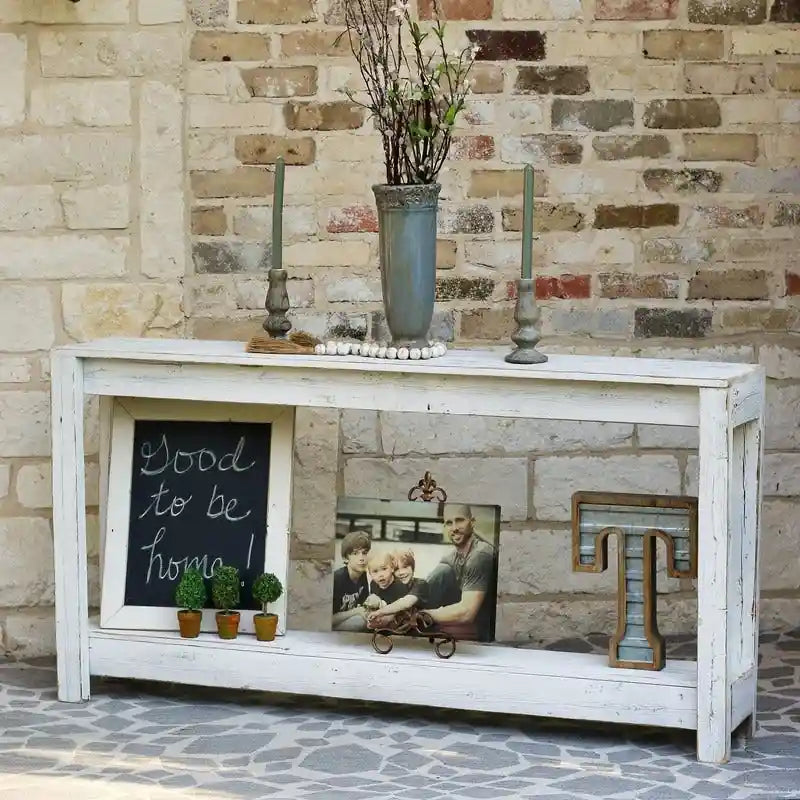 Console rustique en bois de récupération, fabriquée à la main, style ferme