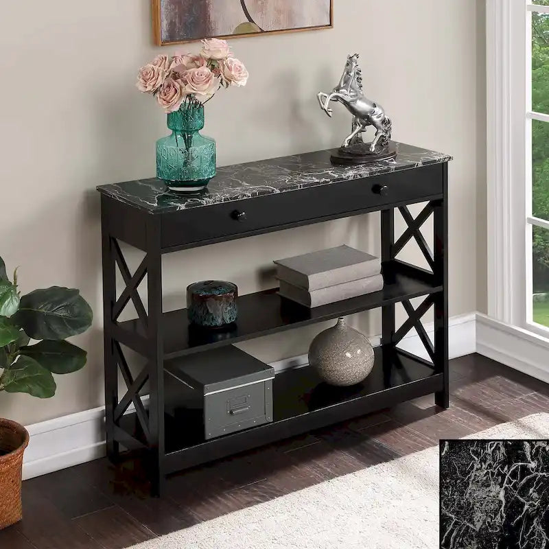 Console Oxford à 1 tiroir avec étagères de Convenience Concepts