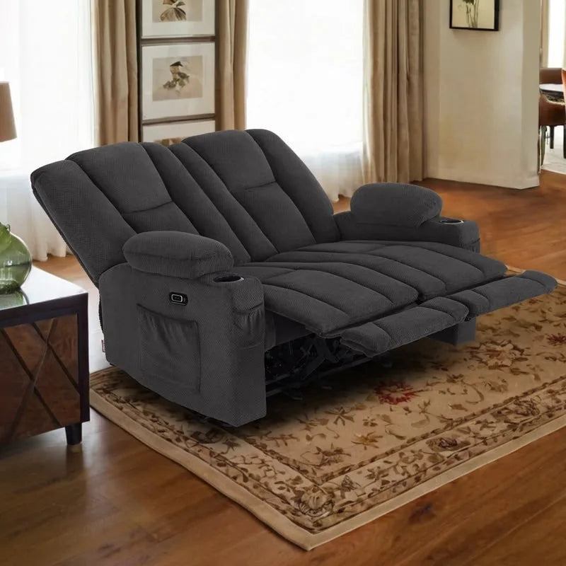 Canapé inclinable électrique MCombo avec massage et chauffage lombaire, tissu 6015/6025/6035/6045