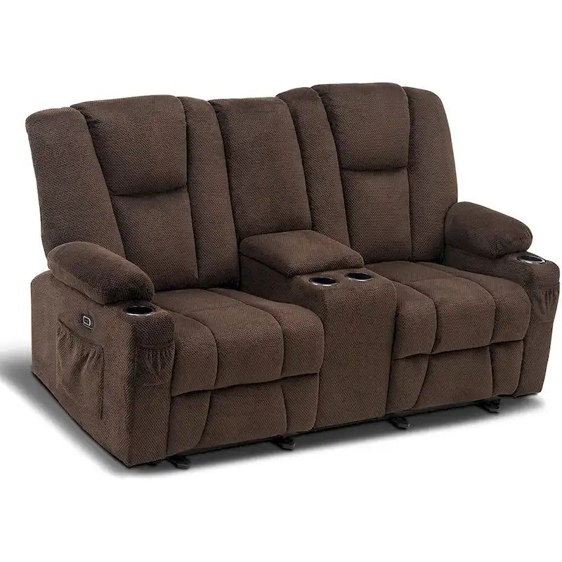 Canapé inclinable électrique MCombo avec massage et chauffage lombaire, tissu 6015/6025/6035/6045
