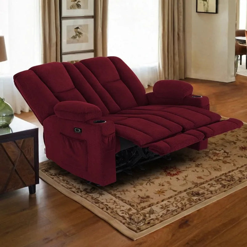 Canapé inclinable électrique MCombo avec massage et chauffage lombaire, tissu 6015/6025/6035/6045