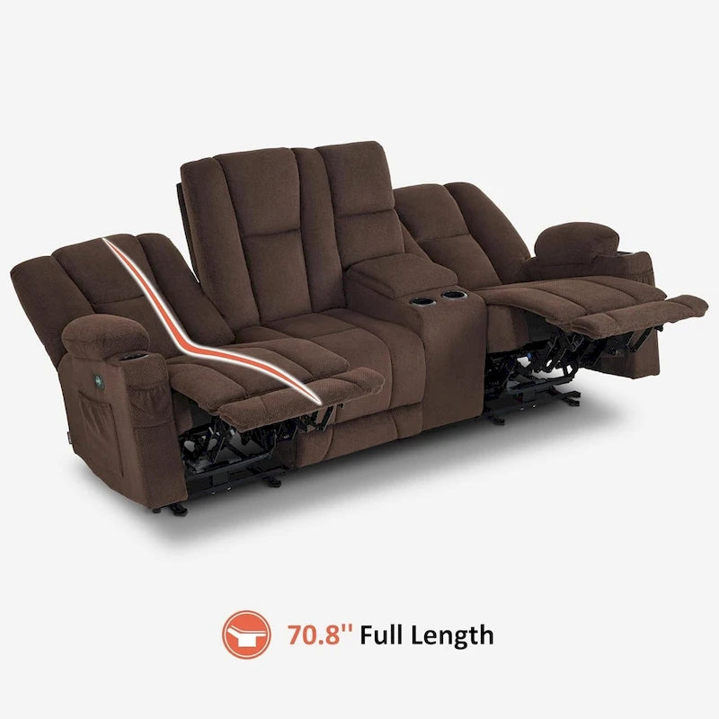 Canapé inclinable électrique MCombo avec massage et chauffage lombaire, tissu 6015/6025/6035/6045