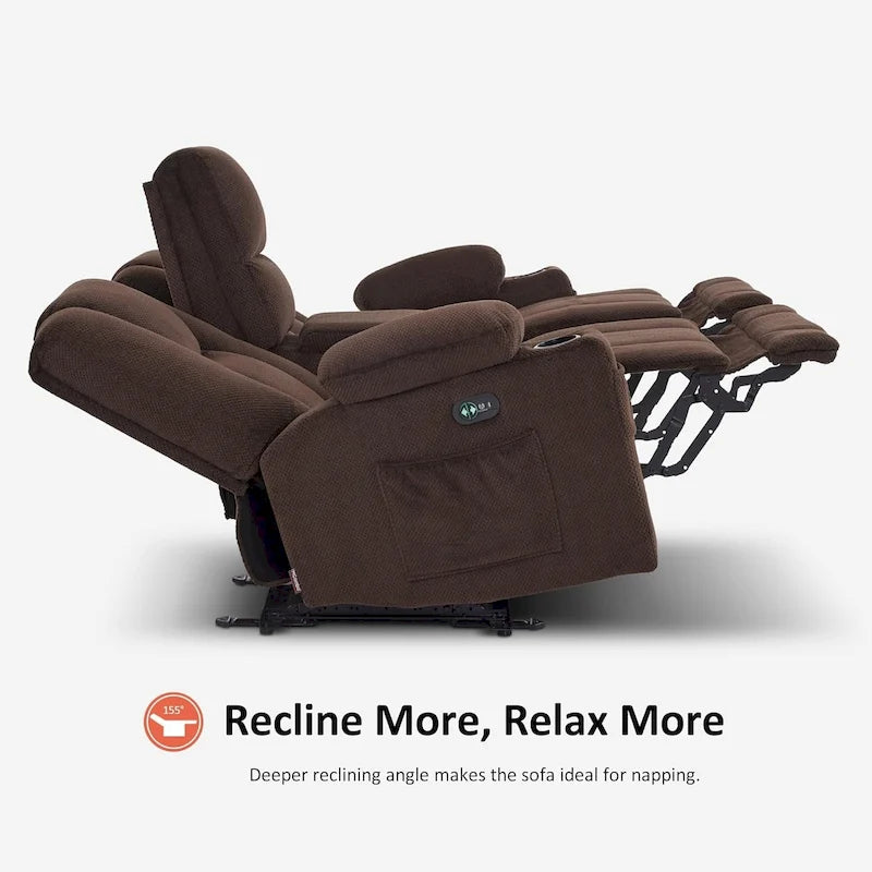 Canapé inclinable électrique MCombo avec massage et chauffage lombaire, tissu 6015/6025/6035/6045