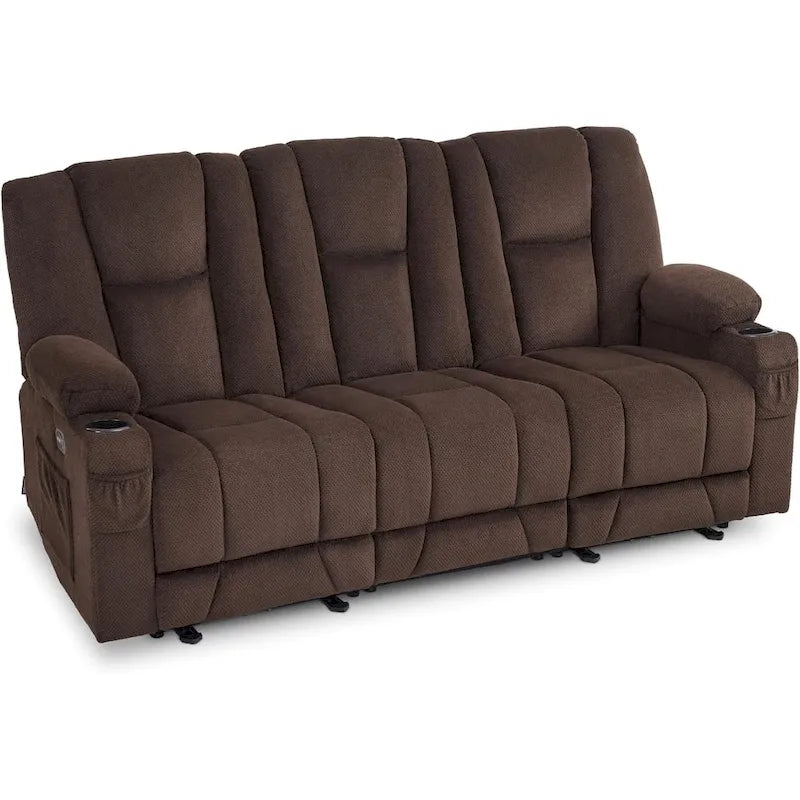 Canapé inclinable électrique MCombo avec massage et chauffage lombaire, tissu 6015/6025/6035/6045