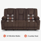 Canapé inclinable électrique MCombo avec massage et chauffage lombaire, tissu 6015/6025/6035/6045