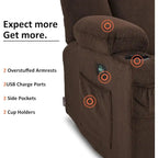 Canapé inclinable électrique MCombo avec massage et chauffage lombaire, tissu 6015/6025/6035/6045