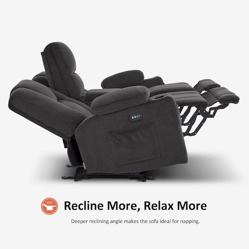 Canapé inclinable électrique MCombo avec massage et chauffage lombaire, tissu 6015/6025/6035/6045