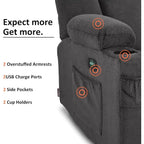 Canapé inclinable électrique MCombo avec massage et chauffage lombaire, tissu 6015/6025/6035/6045