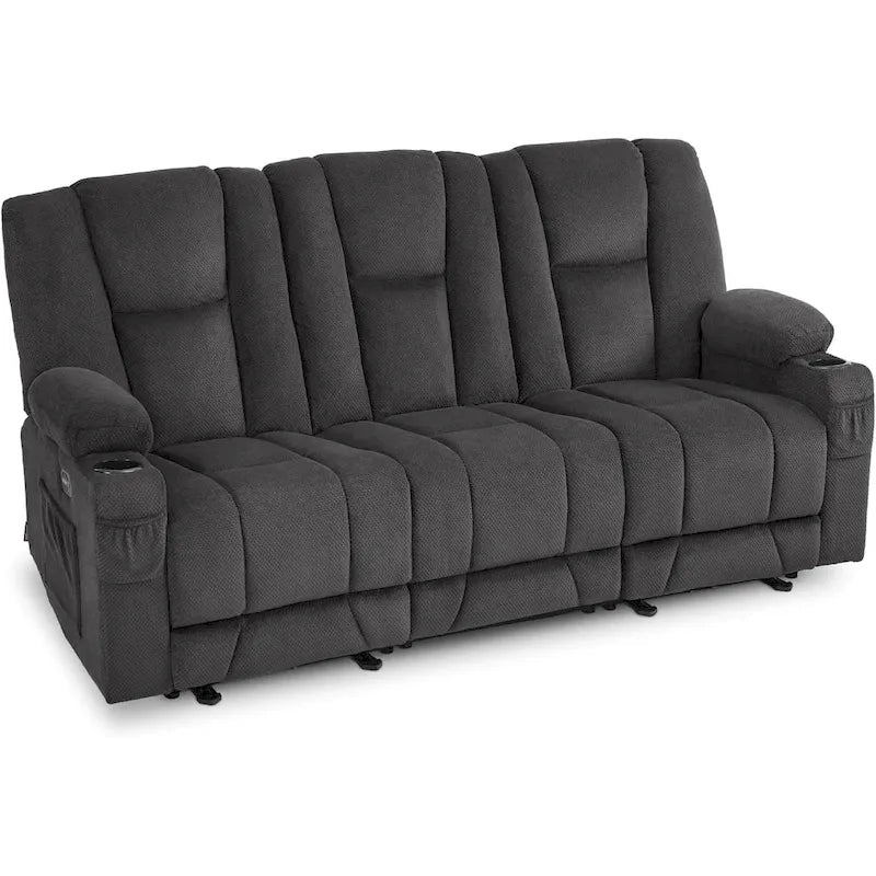 Canapé inclinable électrique MCombo avec massage et chauffage lombaire, tissu 6015/6025/6035/6045