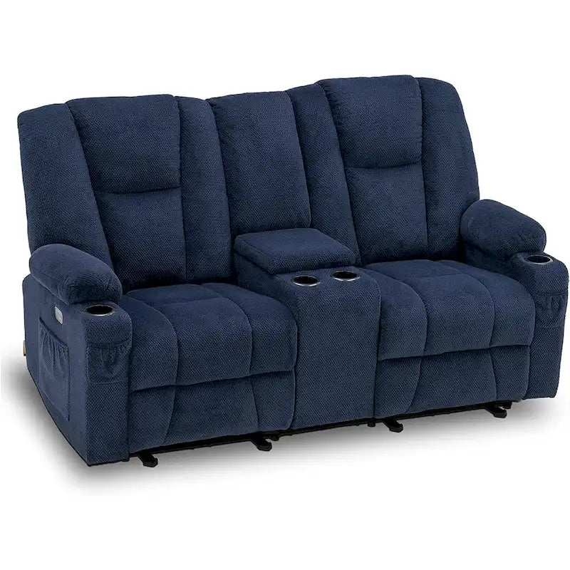 Canapé inclinable électrique MCombo avec massage et chauffage lombaire, tissu 6015/6025/6035/6045