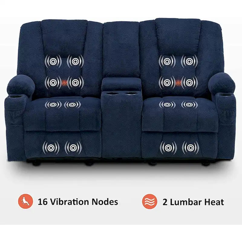 Canapé inclinable électrique MCombo avec massage et chauffage lombaire, tissu 6015/6025/6035/6045