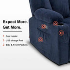 Canapé inclinable électrique MCombo avec massage et chauffage lombaire, tissu 6015/6025/6035/6045