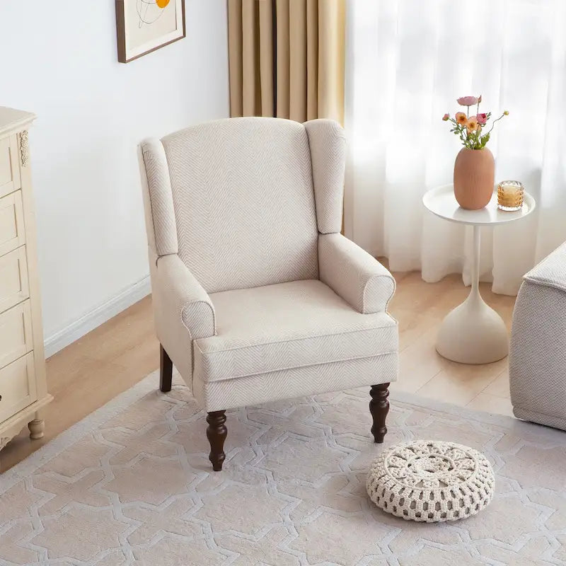 Fauteuil d'appoint avec pieds tournés et accoudoirs arrondis