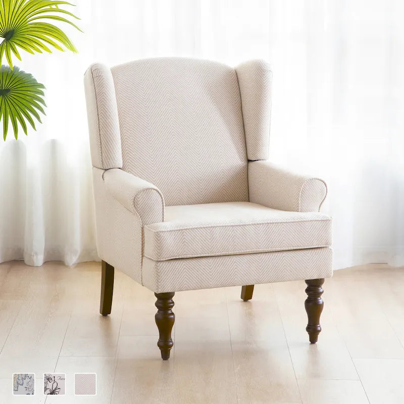 Fauteuil d'appoint avec pieds tournés et accoudoirs arrondis