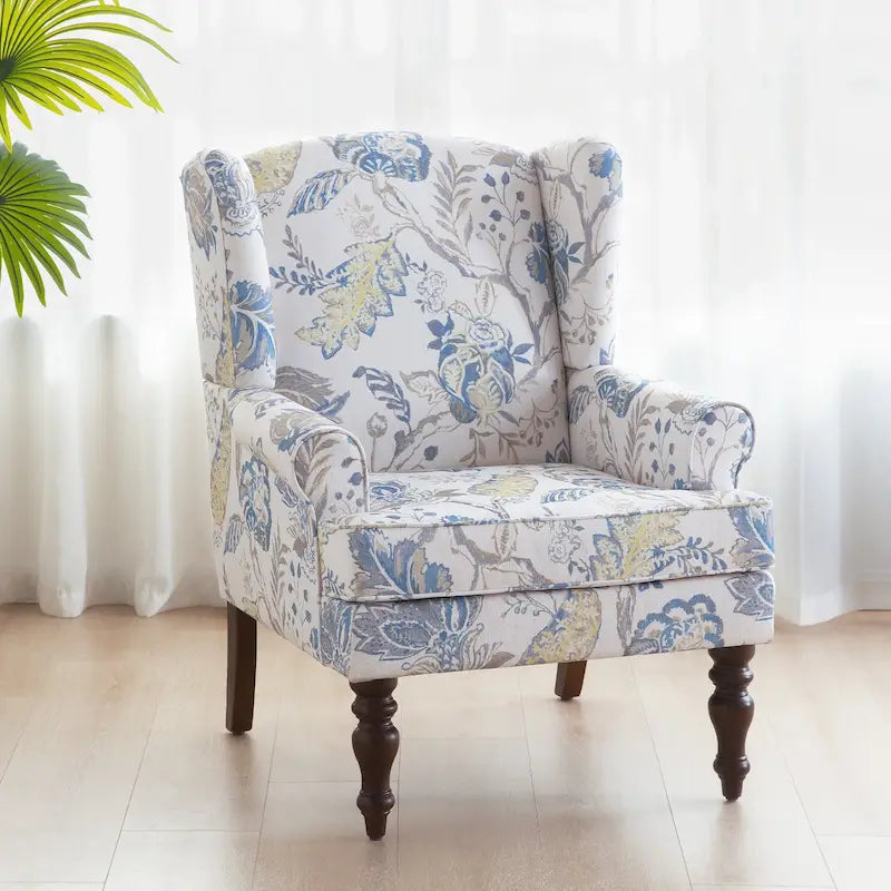 Fauteuil d'appoint avec pieds tournés et accoudoirs arrondis