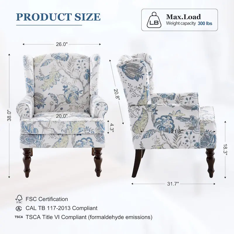 Fauteuil d'appoint avec pieds tournés et accoudoirs arrondis