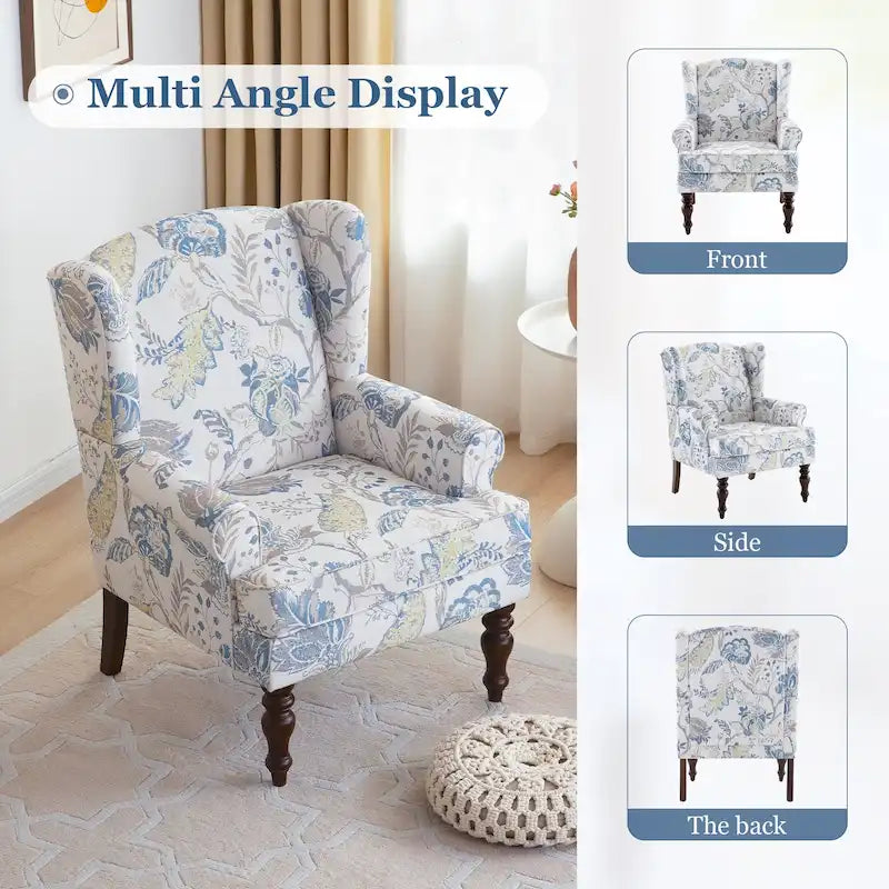 Fauteuil d'appoint avec pieds tournés et accoudoirs arrondis